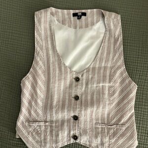 Frye Tan and White Striped Vest Top